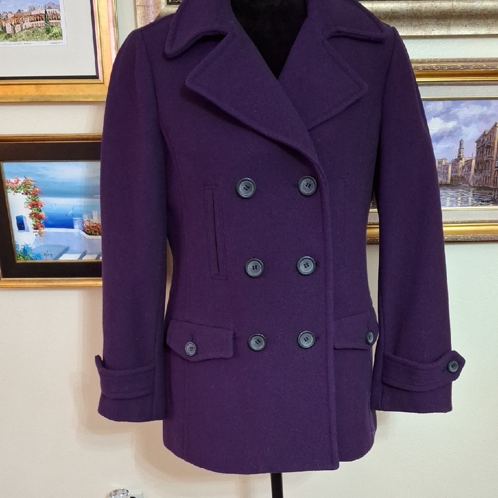 TALBOTS Purple Double-Breasted Pea Coat
